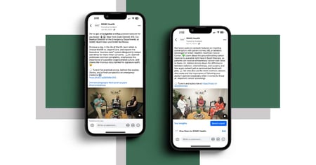 Screenshots of SGMC Health's podcast social posts